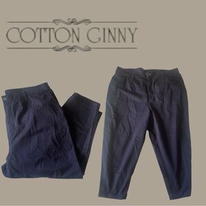 Cotton Ginny Navy Cotton Trousers Size 22
